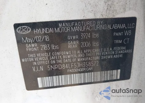 2018 Hyundai Elantra Sel из США, поврежденный, VIN 5NPD84LF5JH358572